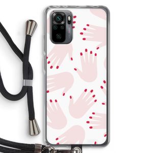 Hands pink: Xiaomi Redmi Note 10 Pro Transparant Hoesje met koord