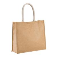 Jute boodschappen strandtas - beige - 42 x 36 cm - Strandartikelen beach bags/shoppers