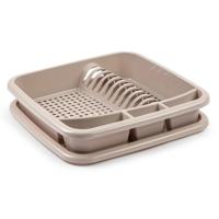 Plastic Forte Afdruiprek - met lekbak - taupe - 39 x 39 cm - Afwasrek - Afdruiprekken