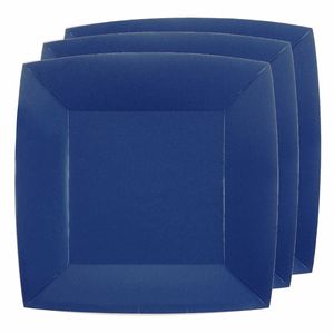 10x stuks feest bordjes kobalt blauw - karton - 23 cm - vierkant