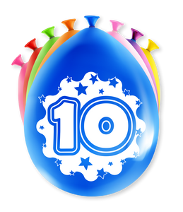 Party ballonnen Hoera  10 jaar (8st)