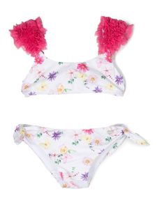 Monnalisa bikini volanté à fleurs - Blanc