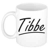 Naam cadeau mok / beker Tibbe met sierlijke letters 300 ml - thumbnail