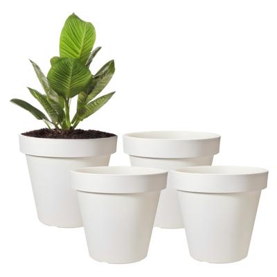 Pro Garden Bloempot - 4x - wit - rond - D25 cm - kunststof - plantenpot - tuin buiten