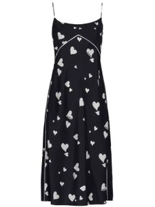 Marni robe-nuisette Bunch of Hearts en soie - Noir