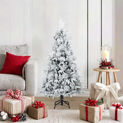 Kunstkerstboom met standaard Groen en wit 120 cm PVC
