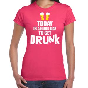 Roze fun t-shirt good day to get drunk voor dames