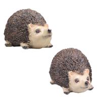 2x stuks Egel tuin beelden - voor binnen/buiten - 10 x 7 x 6 cm - dieren tuinbeelden