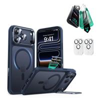 iPhone 17 Pro Max Bundle Classic Hybrid Magnetic Case (Camera Control, Stash Stand) and Armorite Screen Protector - Frosted Blue iPhone 17 Pro Max Bundle Classic Hybrid Magnetic Case (Camera Control, Stash Stand) and Armorite Screen Protector - Frosted Blue