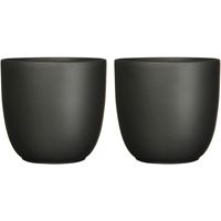 2x stuks plantenpot/bloempot Tusca - zwart - keramiek - mat - D28/H25 cm