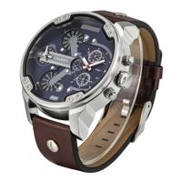 CAGARNY 6820 modieuze multifunctionele stijl Quartz Business Sport polshorloge met lederen Band & GMT tijd & kalender & goed verlicht Display voor Men