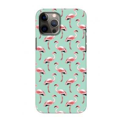 Flamingoprint groen: Volledig geprint iPhone 12 Hoesje
