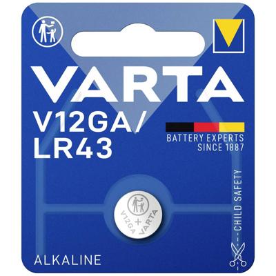 Varta Knoopcel LR43 1.5 V 1 stuk(s) 120 mAh Alkaline ALKALINE Spec. V12GA/LR43 Bli1