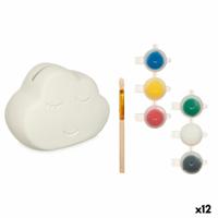 Spaarpot die je kunt verven Wit 12,3 x 9,4 x 9 cm Wolken (12 Stuks)
