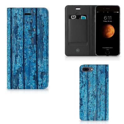 Apple iPhone 7 Plus | 8 Plus Book | Wallet Case | Wood Blue
