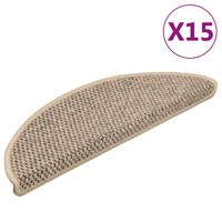 VidaXL Trapmatten zelfklevend 15 st sisal-look 56x17x3 cm donkerbeige
