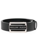 Philipp Plein ceinture en cuir à plaque logo - Noir - thumbnail