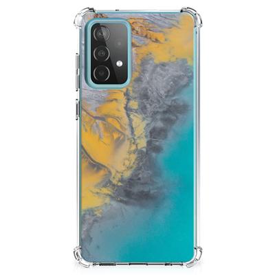 Samsung Galaxy A52 4G/5G Anti-Shock Hoesje Marble Blue Gold Samsung Galaxy A52 4G/5G Anti-Shock Hoesje Marble Blue Gold