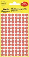 Avery Ronde etiketten diameter 8 mm, rood, 416 stuks Avery Ronde etiketten diameter 8 mm, rood, 416 stuks