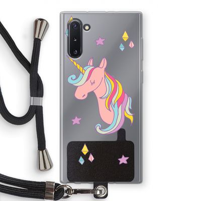 Roze eenhoorn: Samsung Galaxy Note 10 Transparant Hoesje met koord