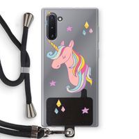 Roze eenhoorn: Samsung Galaxy Note 10 Transparant Hoesje met koord