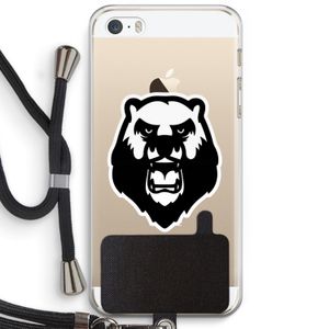 Angry Bear (white): iPhone 5 / 5S / SE Transparant Hoesje met koord
