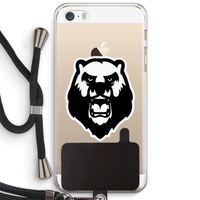 Angry Bear (white): iPhone 5 / 5S / SE Transparant Hoesje met koord