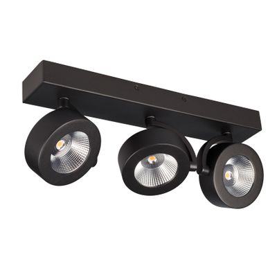 BC0033 LED-opbouwspot 3x10W 2700K Dimbaar Zwart