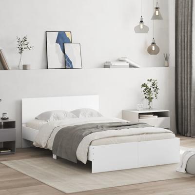 Bedframe met hoofdeinde wit 135x190 cm