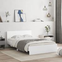 Bedframe met hoofdeinde wit 135x190 cm