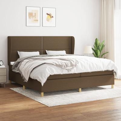 Boxspring met matras stof donkerbruin 200x200 cm