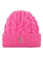 Moncler Grenoble bonnet en laine vierge à patch logo - Rose - thumbnail