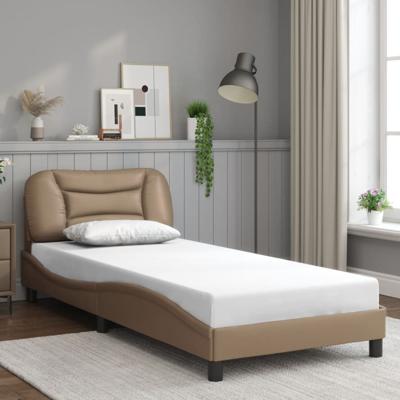 Bedframe met hoofdbord kunstleer cappuccinokleurig 90x200 cm