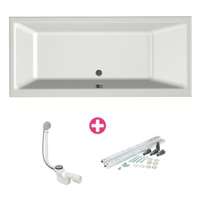 Ligbad Xenz Kristal | Inbouw | 170x75 cm | Incl.Badafvoer | Met overloop | Acryl | Mat wit