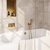 Brauer Gold Edition thermostatische inbouw badkraan met badvulcombinatie en staafhanddouche set 3 messing geborsteld PVD - thumbnail