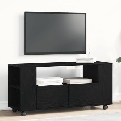 Tv-meubel wielen 102x34,5x43 cm spaanplaat zwart eikenkleurig