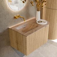 Badmeubel Mondiaz Kurve-Dlux | 75 cm | Meubelkleur Oak | Wastafelkleur Arena | Solid surface | Wasbak linker zijde spoelbak | Zonder kraangat(en) Badmeubel Mondiaz Kurve-Dlux | 75 cm | Meubelkleur Oak | Wastafelkleur Arena | Solid surface | Wasbak linker zijde spoelbak | Zonder kraangat(en)