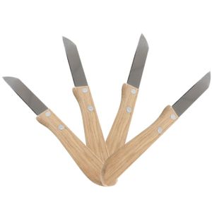 Keukenmesjes/aardappelschilmesjes - 4x stuks - hout/rvs - bruin - 17 cm