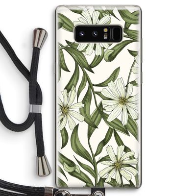 Wit bloemenpatroon: Samsung Galaxy Note 8 Transparant Hoesje met koord