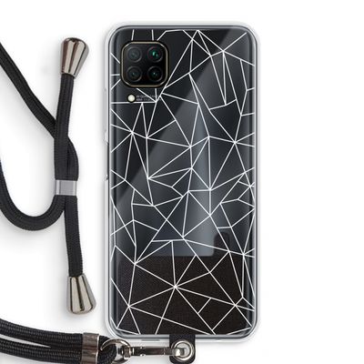 Geometrische lijnen wit: Huawei P40 Lite Transparant Hoesje met koord