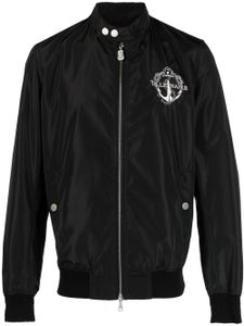 Billionaire veste bomber en cuir à patch logo - Noir