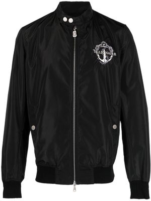 Billionaire veste bomber en cuir à patch logo - Noir