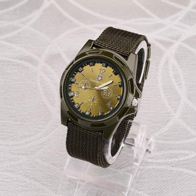 055 mannen canvas riem lichtgevend horloge (groen)