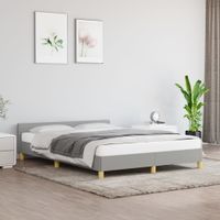 Bedframe met hoofdeinde stof lichtgrijs 140x190 cm - thumbnail