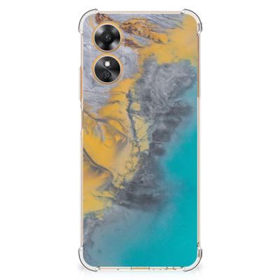 OPPO A17 Anti-Shock Hoesje Marble Blue Gold
