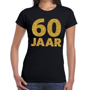 60 jaar goud glitter t-shirt zwart dames