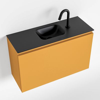 Toiletmeubel Mondiaz Olan | 80 cm | Meubelkleur Ocher | Lex wastafel Urban Midden | 1 kraangat