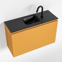 Toiletmeubel Mondiaz Olan | 80 cm | Meubelkleur Ocher | Lex wastafel Urban Midden | 1 kraangat