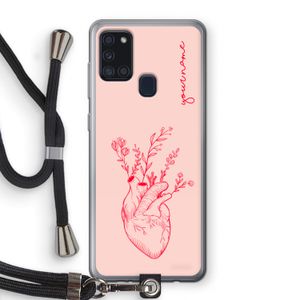 Blooming Heart: Samsung Galaxy A21s Transparant Hoesje met koord