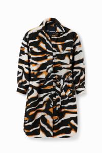 Lange jas in shacket-stijl met zebraprint - BLACK - XL